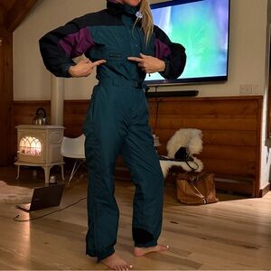 Columbia vintage Teal and Purple Snowsuit Apres ski Olympics